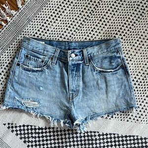 Levi’s 501 distressed jean shorts